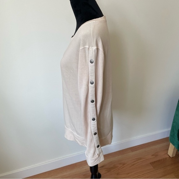 MONROW Beige Snap Sleeve Cotton Blend Tear Away Sweatshirt HT0527 Size Medium - Picture 2 of 11